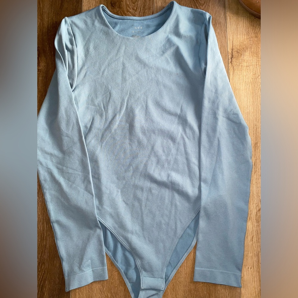 A New Day Sky Blue Long Sleeve Bodysuit